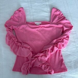 H&M Pink Ruched Sleeve Blouse
